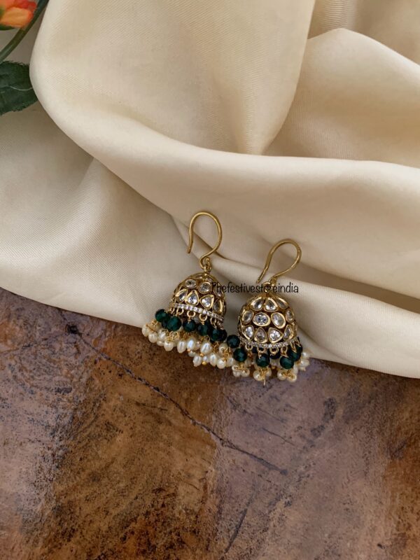 Hook style Green drops jhumkas