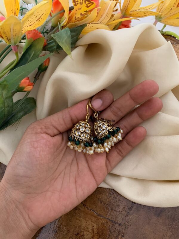 Hook style Green drops jhumkas