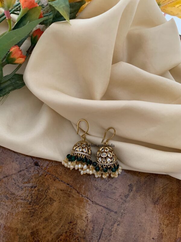Hook style Green drops jhumkas