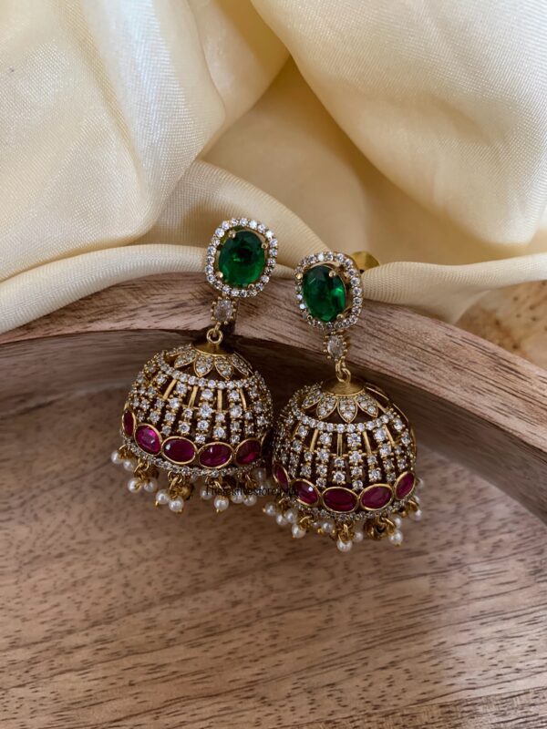 AD red green Bridal jhumkas