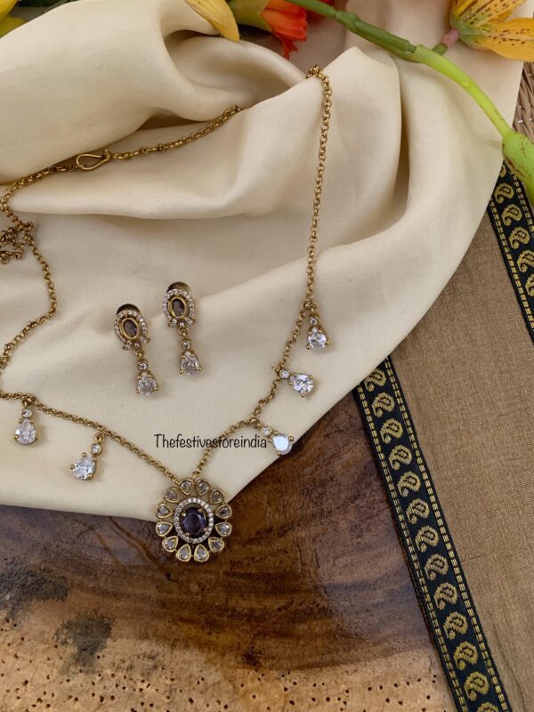 44cms droplets chain set - Purple
