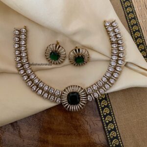 Victorian kanti style necklace set - Emerald stone