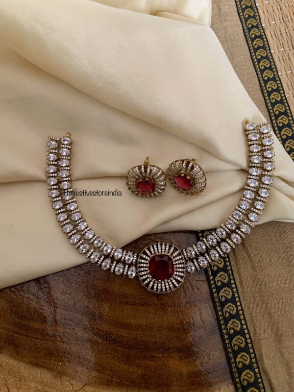 Victorian kanti style necklace set - Ruby stone