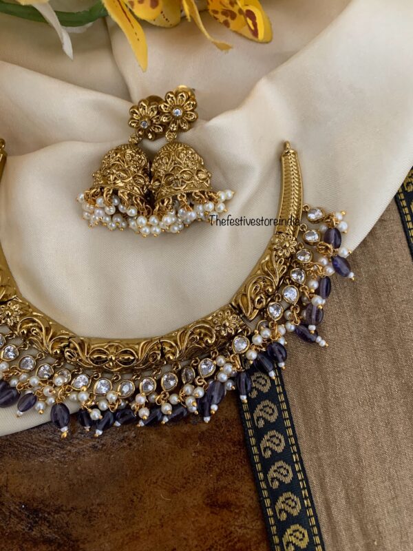 Victorian polish moissanite stone hasli set - Purple