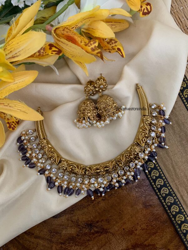 Victorian polish moissanite stone hasli set - Purple