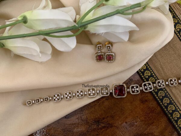 Classic Victorian Ruby stone choker necklace set