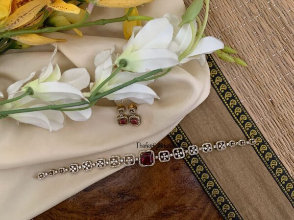Classic Victorian Ruby stone choker necklace set