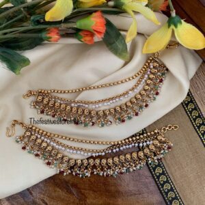 Antique polish bridal ear chain
