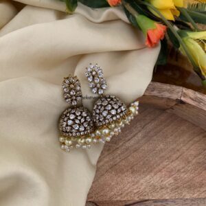 CZ White stone jhumkas