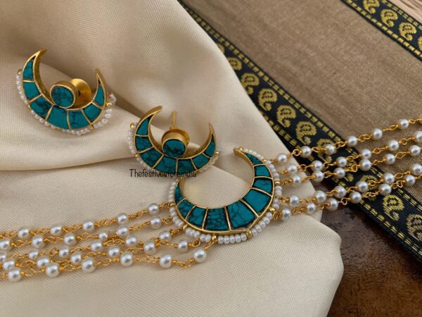 Jadau chandra choker set - Turquoise Blue