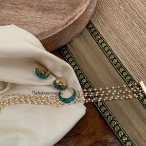 Jadau chandra choker set - Turquoise Blue