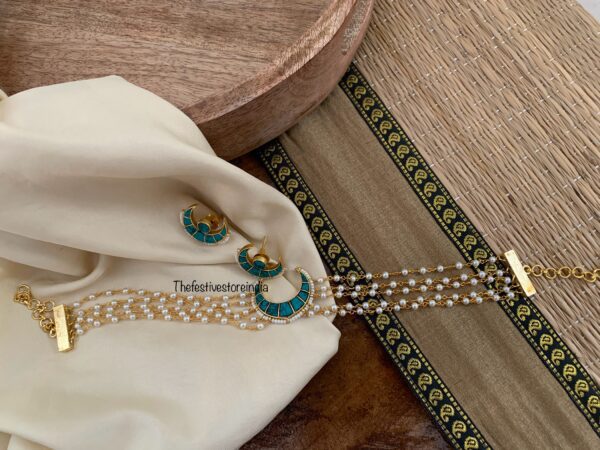 Jadau chandra choker set - Turquoise Blue
