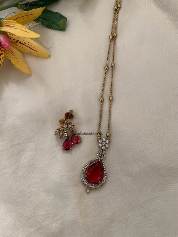 46cms floral chain set - Ruby