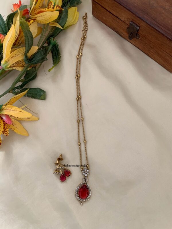 46cms floral chain set - Ruby