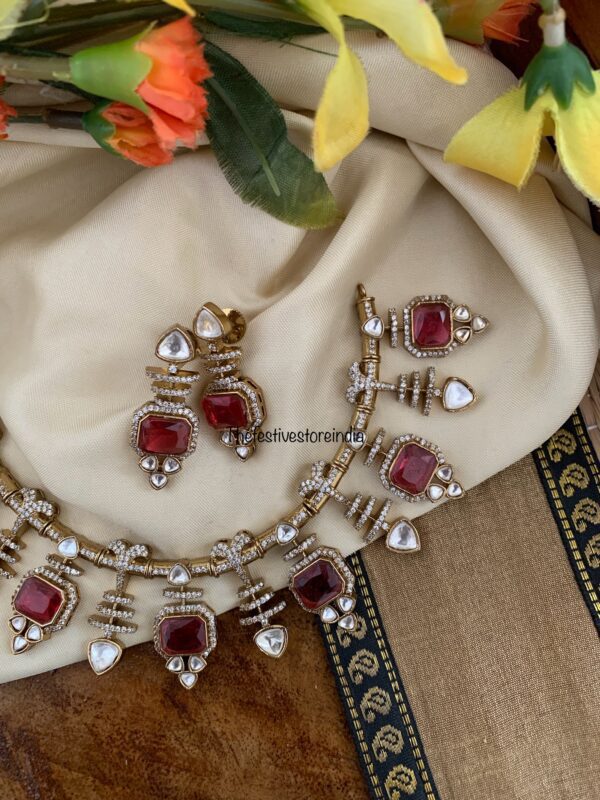 Fusion Victorian necklace set - Ruby