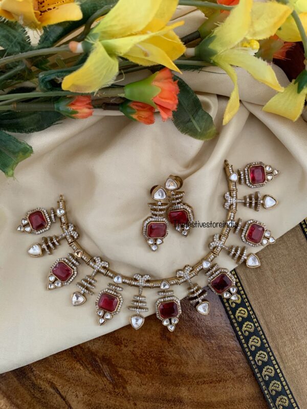 Fusion Victorian necklace set - Ruby