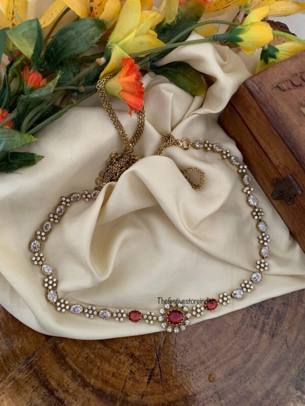 Minimalist Victorian hip chain - Ruby