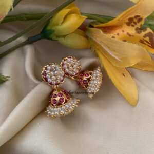 Cluster pearl micro gold 2 in 1 jhumka