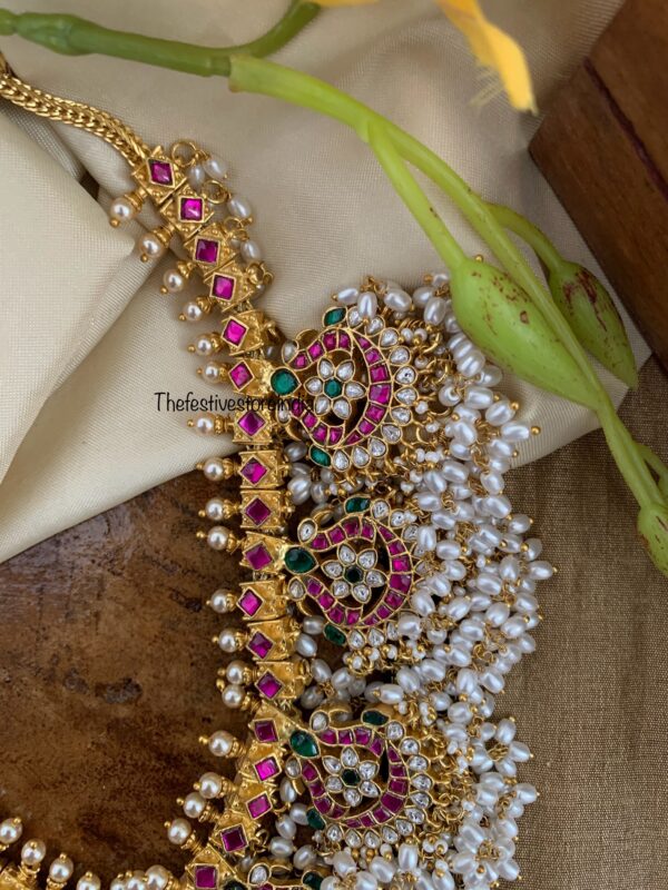 ROYAL Jadau midlength rice pearls chain