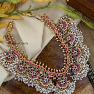 ROYAL Jadau midlength rice pearls chain