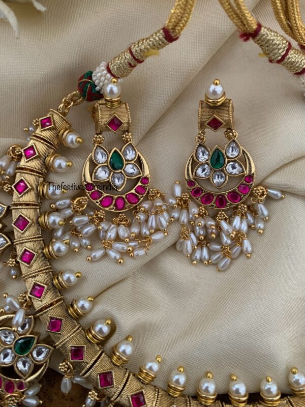 Jadau Bridal Rice pearls Guttapusalu set