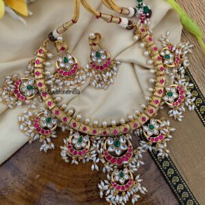 Jadau Bridal Rice pearls Guttapusalu set