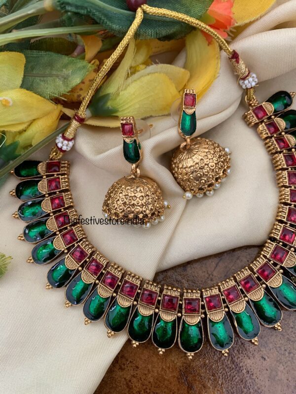 Enamel Palakka set with jhumkas