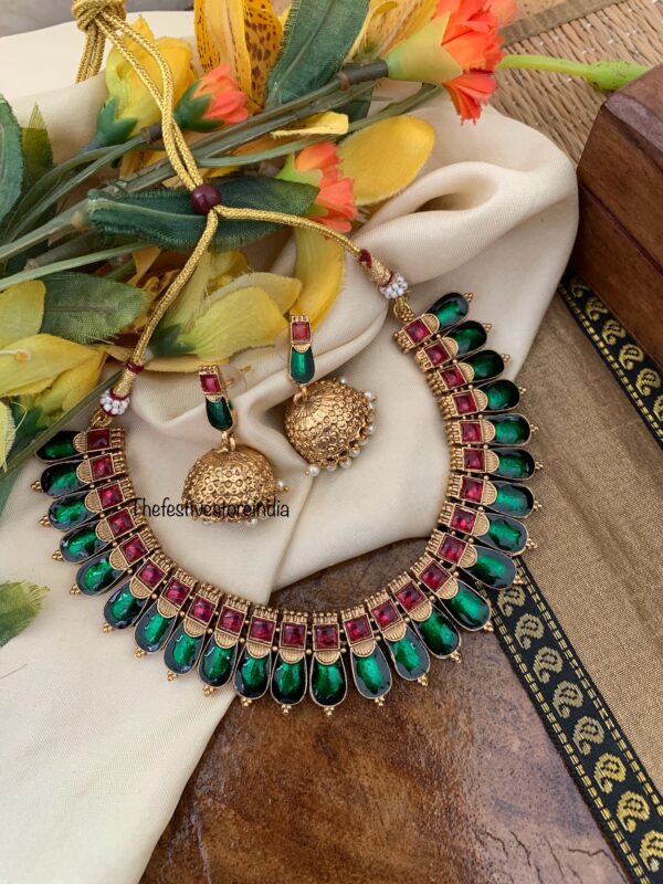 Enamel Palakka set with jhumkas