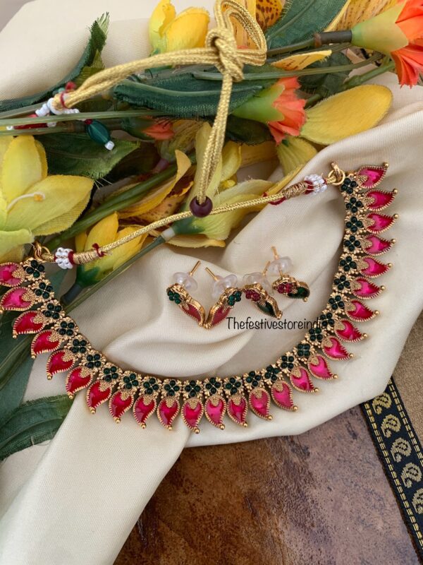 Enamel REVERSIBLE maanga/Mango set (Pink/Green combo)