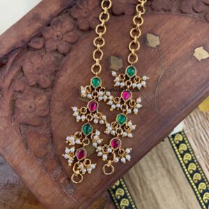 Jadau multi colour straight ear chain | Maati