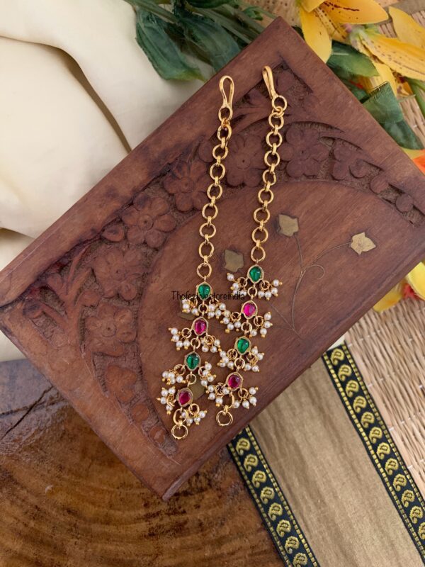 Jadau multi colour straight ear chain | Maati