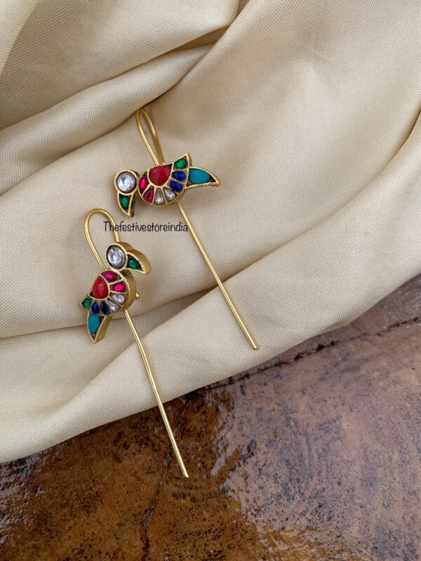 Jadau parrot multi colour earcuff | stick ear cuff (Set of 2)