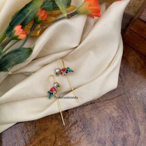 Jadau parrot multi colour earcuff | stick ear cuff (Set of 2)