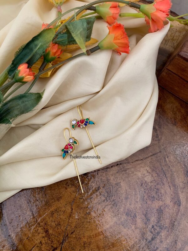 Jadau parrot multi colour earcuff | stick ear cuff (Set of 2)