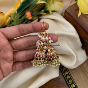 Hook cluster pearls kemp jhumkas