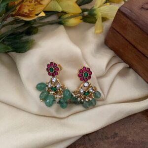 Jadau chandbali screw back earrings