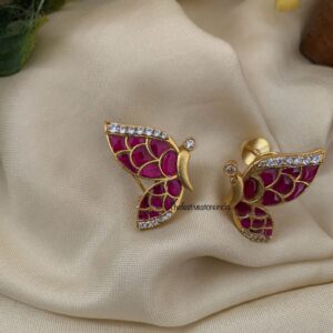 Jadau butterfly screw back earrings