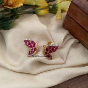 Jadau butterfly screw back earrings