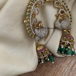 AD peacock earcuff jhumkas