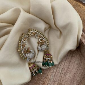 AD peacock earcuff jhumkas