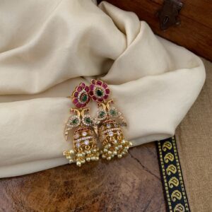 AD stones bridal jhumkas