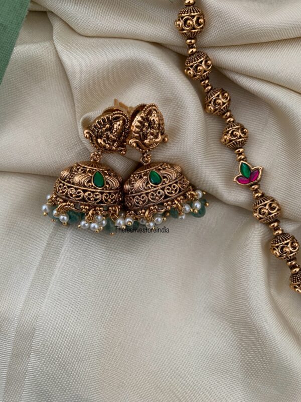 44-45cms premium green drops Lakshmi haaram set | Haaram | Bridal