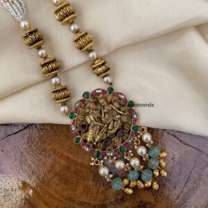 Jadau Radha Krishna mid length pearl maala