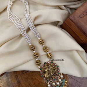 Jadau Radha Krishna mid length pearl maala
