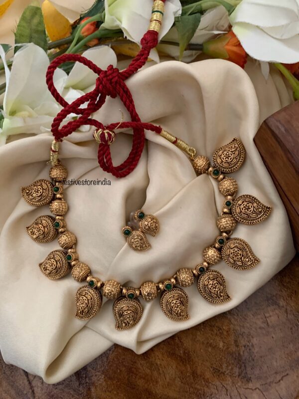 Antique polish matte maanga/mango necklace set