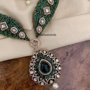 Grand All green stone statement necklace set | Bridal | Necklace | Wedding