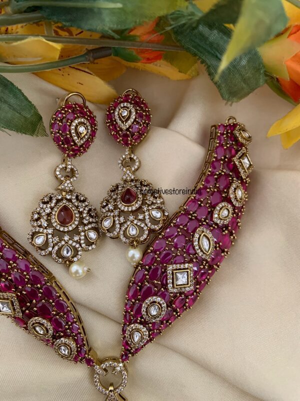 Grand All RUBY stone statement necklace set | Bridal | Necklace | Wedding