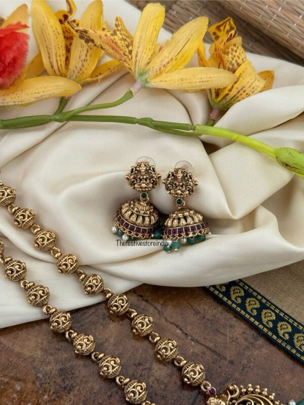 Budgeted antique polish matte Lakshmi haaram set | Haaram | Bridal | long chain
