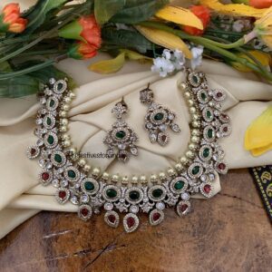 Diamonds and Multi color droplets necklace set