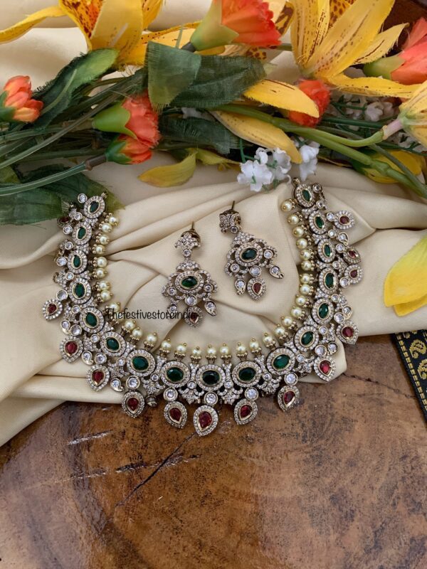 Diamonds and Multi color droplets necklace set